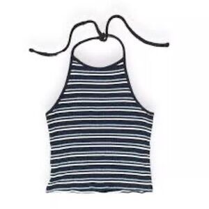 Brandy Melville navy and white stripe halter tank